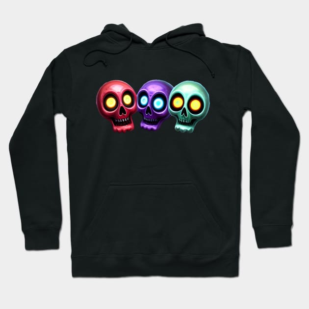 Spooky Scary Skulls - Colorful Variant Hoodie by Atomic City Art